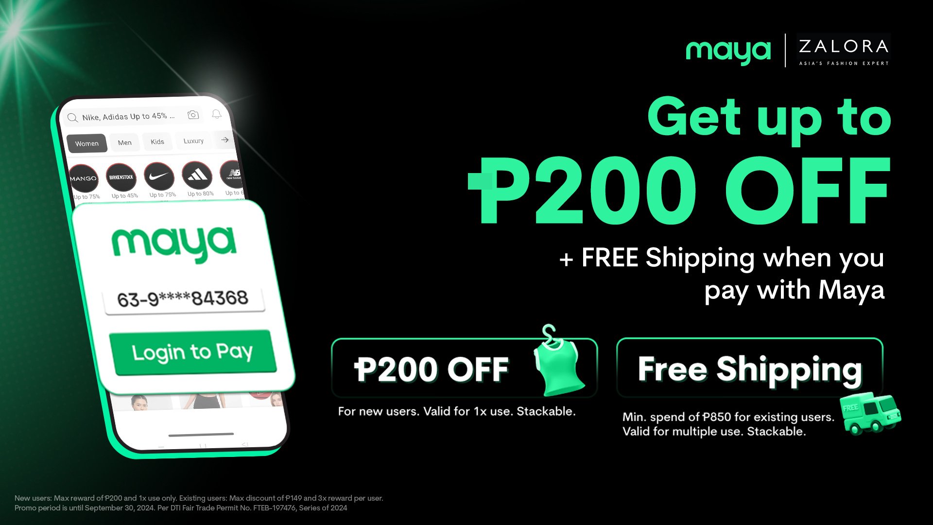 Get up to ₱200 OFF on your first purchase at Zalora!