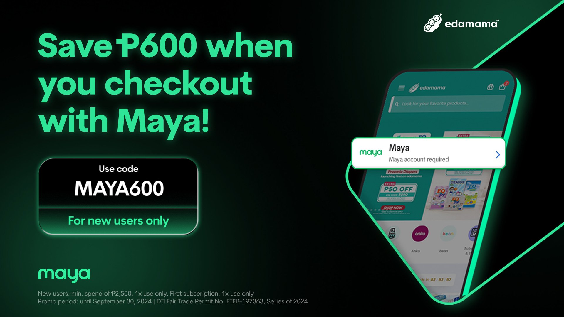 Save P600 OFF when you checkout with Maya on edamama!